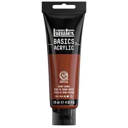 Liquitex BASICS Acrylic Paint, 4-oz Tube, Burnt Sienna - color: Burnt Sienna, size: 4 Fl Oz (Pack of 1)