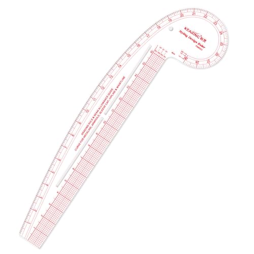 29" Styling Design Ruler - Clear Acrylic French Curve Sewing Tool | Rigid 3mm clear acrylic 4-in-1 design ruler with sandwich line scale. 29" curve & 16" straight edge for pattern grading - style: PM6503(29")