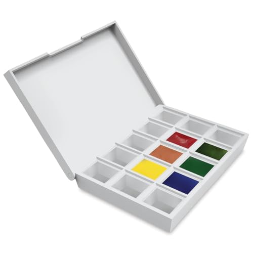 Daniel Smith Hand Poured Watercolor, Half Pans, Sketcher Set with 6 Watercolor Half Pans, 9 Empty Half Pans, 1 Travel Case (total 16 pieces) 285650005 - style: Skecher Set of 6 Colors with Plastic Case and 9 Empty Containers