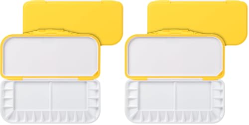Mr. Pen- Airtight Watercolor Palette with Lid, 18 Wells & 2 Mixing Areas (Pack of 2) - color: Yellow, size: 2 Pack