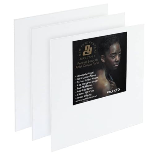 New York Central Portrait-Smooth Artist Canvas Panel 6x6 - Professional Quality 100% Cotton Canvas Panels for Painting - Ideal for Painting, Acrylics, Oils - size: 6x6"