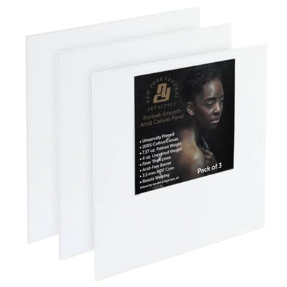 New York Central Portrait-Smooth Artist Canvas Panel 8x8 - Professional Quality 100% Cotton Canvas Panels for Painting - Ideal for Painting, Acrylics, Oils - size: 8x8"