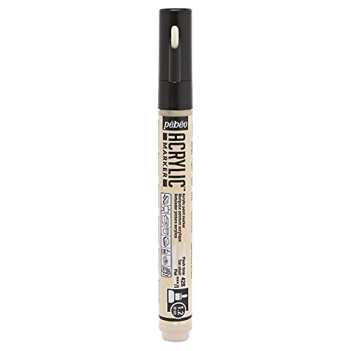 PEBEO Acrylic decoMarker 1.2mm Fine Round Tip Flesh Tone, 1.2 mm | Matte water-based paint marker for paper, cardstock, wood, metal, plastic, canvas. Pump-valve flow control, air-dry color. - color: Flesh Tone