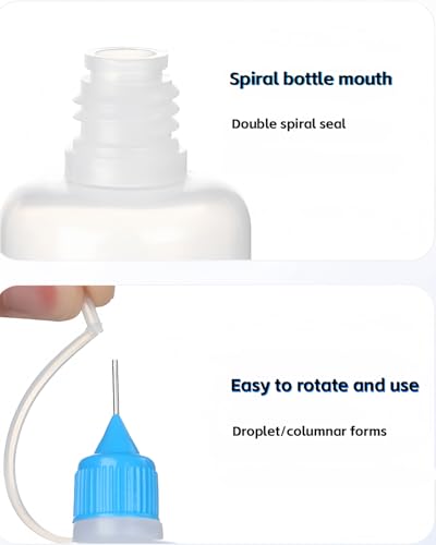 LJY 30 Precision Tip Bottles, 1 oz, 6 Colors, with 5 Funnels for Craft Glue