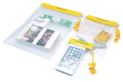 YUMQUA Waterproof Pouch Dry Bags Document Map Holder for Water Sport 3PACK - color: Yellow