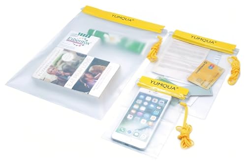 YUMQUA Waterproof Pouch Dry Bags Document Map Holder for Water Sport 3PACK - color: Yellow