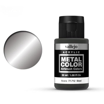 Vallejo - Metal Color | Steel 32 ml (1.08 fl.oz.) | Faithfully Reproduce Different Metallic Finishes - style: Steel 32 ml (1.08 fl.oz.)