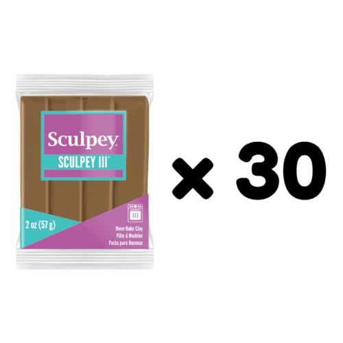 Sculpey Oven-Bake Clay, 2 oz. Bars, Sculpey III Hazelnut, 30 Bars | Polymer Clay, Perfect for Jewelry, Home Decor, and General Crafting - size: 2 oz. Hazelnut (30-Pack)