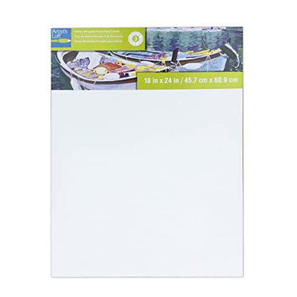 Artist's Loft 18" x 24" Level 3 Gallery Wrapped Heavy Duty Canvas - Archival Quality and Acid Free Cotton Canvas for Acrylic and Oil Paints - 1 Pack - size: 18 x 24