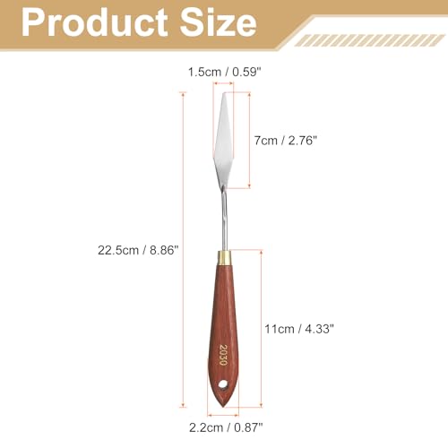 HARFINGTON Palette Knife Painting Tool 2.76" x 0.59" Stainless Steel Teardrop Blade 8.86" Length Spatula Painting Pallet Knives with Hole Beech Wood Handle for Oil Acrylic Canvas, Red/Silver - size: 8.86" x 0.59" x 2.76"