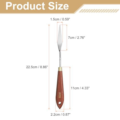 HARFINGTON Palette Knife Painting Tool 2.76" x 0.59" Stainless Steel Teardrop Blade 8.86" Length Spatula Painting Pallet Knives with Hole Beech Wood Handle for Oil Acrylic Canvas, Red/Silver - size: 8.86" x 0.59" x 2.76"