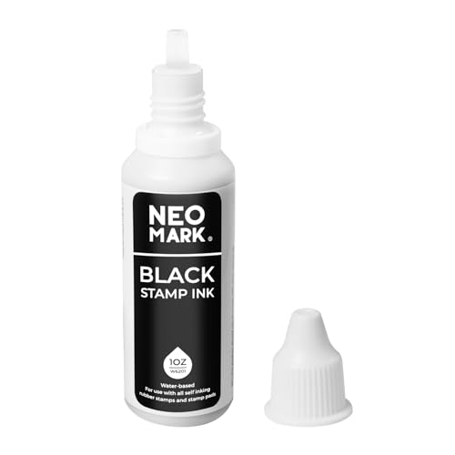 Stamp Ink, Quick-Drying Refill for Self-Inking Stamps, Black 1oz | AP-Certified, Water-Based Ink, Smudge-Resistant, Clear Impressions, Precision Refill Tip, for Date Stamps & Stamp Pads - color: Black, size: 1 fl oz