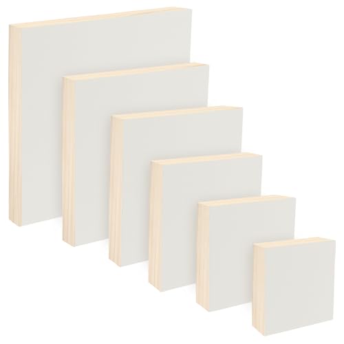 Da Vinci Pro Medium Textured Gesso Panel - 7/8" Deep - Set of 6 Square Wood Panels for Painting - Accepts Mediums Like Canvas - for Oils, Acrylics, Mixed Media, Pastels & Drawing Sticks - size: 7/8" Squares