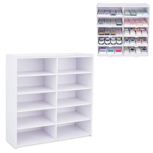 10 Slots Ink Pad Trays Organizer Rack | Compatible with Mini Cube Ink Pad Tray Drop Ink Pad Tray (Trays are not included) Stamp Pa d Supplies Storage Holder - size: Ink Pad Tray Organizer Rack