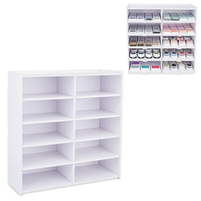 10 Slots Ink Pad Trays Organizer Rack | Compatible with Mini Cube Ink Pad Tray Drop Ink Pad Tray (Trays are not included) Stamp Pa d Supplies Storage Holder - size: Ink Pad Tray Organizer Rack