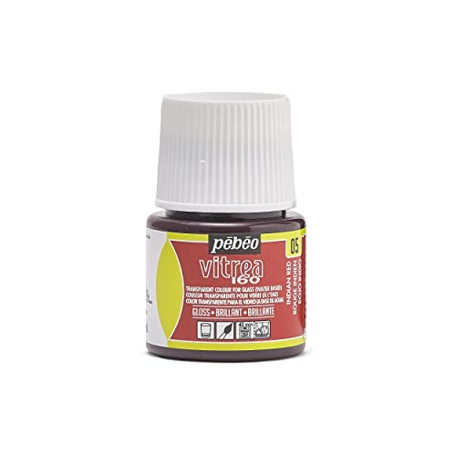 Pebeo Vitrea 160, Glossy Glass Paint, 45 ml Bottle - Indian Red - color: Indian Red