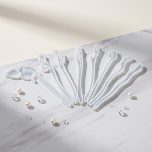5 Pcs White Silicone Resin Hairpins Molds Hair Stick Kit for Jewelry Crafts Making Jewelry Resin Casting Molds,Jewelry Casting Supplies