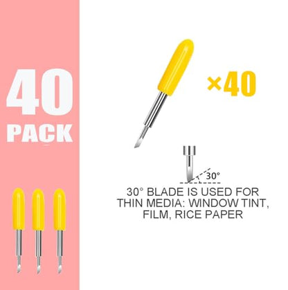 THANMAO 40 Pcs Fine Point Replacement Blades Compatible with Explore Air 2/Air 3/Explore 4/Maker/Maker 3/Maker 4 Cutting Machines(Yellow 30 Degree Fine Point Blades) - color: Yellow 30 Degree Fine Point Blades