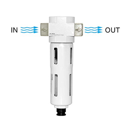 Beduan 1/2" Air in-line Compressed Particulate Filter,Moisture Water Trap Filter With Visible Bowl,Semi-Auto Drain(MIDI) - size: 1/2"