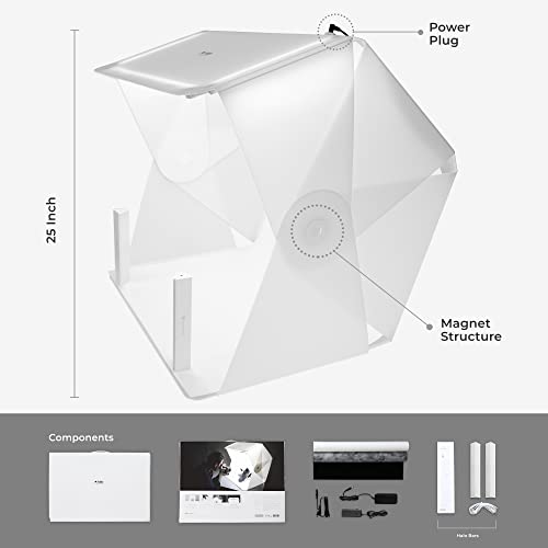 Foldio3 + Front Fill Lights | 25" Photo Light Box for Photography |65W Pro Lightbox with Front Fill Lighting (Halo Bar)|Dimmable Triple LED, Ani-Reflective Black Backdrop, Photo Studio By ORANGEMONKIE - size: Foldio3 + Extra Lights