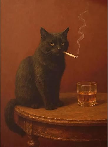 EIBEILI Black Cat Diamond Art Kits for Adults,Wine Glass Diamond Painting Kits for Adults Beginner,5D DIY Full Round Drill Diamond Dots Paintings for Home Wall Decor Gift 12X16inch - color: DP02292