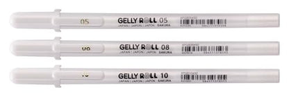 Sakura Gelly Roll Basic White Gel Pen Set of 3, Assorted Sizes | Opaque Pens for Highlights, Drawing & Crafts - size: 3 Count (Pack of 1)