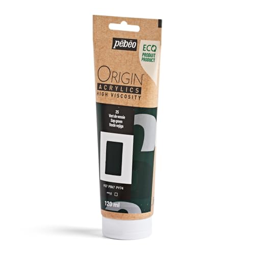 PEBEO Origin Acrylics 120ml Matte Acrylic Paint, Sap Green | Deep botanical green in a matte high-viscosity acrylic - the 120ml eco-tube holds every brush and knife mark you make. - color: Sap Green