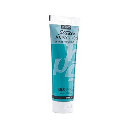 Pebeo Studio Acrylics High Viscosity, Fine Acrylic, 250 ml - Iridescent Green Blue - color: Iridescent Green Blue, size: 8.45 Fl Oz (Pack of 1)