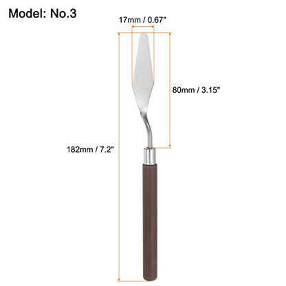HARFINGTON 2pcs No.3 Palette Knives 17mm Width Stainless Steel Large Pointy Spatula Painting Pallet Knife with Wood Handle for Oil Acrylic Canvas Mixing Spreading, Red - size: 17mm