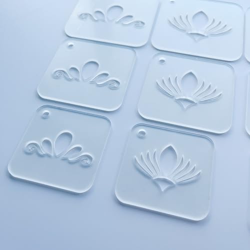 Mandala Stencils for Painting, 15 Pack Clear Acrylic Templates with Metal Ring, 3 Sizes 2.17-2.95 Inch, for Dot Art Canvas Wood