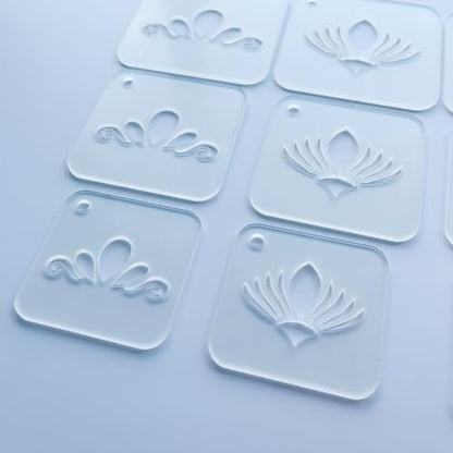Mandala Stencils for Painting, 15 Pack Clear Acrylic Templates with Metal Ring, 3 Sizes 2.17-2.95 Inch, for Dot Art Canvas Wood
