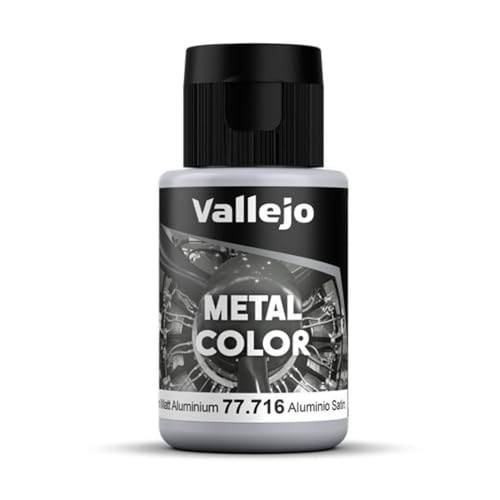 Vallejo - Metal Color | Semi Matt Aluminium 32 ml (1.08 fl.oz.) | Faithfully Reproduce Different Metallic Finishes - style: Semi Matt Aluminium 32 ml (1.08 fl.oz.)