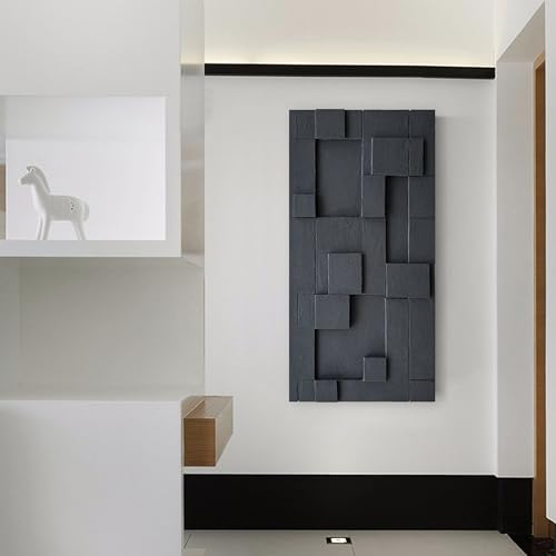 NANKAI Art Hand Painted Black Abstract Oil Painting Modern Minimalist Art Painting Office Hallway Bedroom Living Room Wall Art Deco 24x48 inches - color: Nkhb303