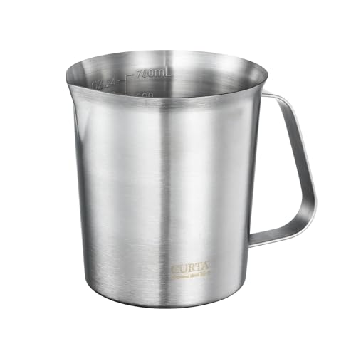 18/8 Stainless Steel Measuring Cup with Handle and Pour Spout, Commercial Kitchen Food Prep Pitcher for Restaurant, Bakery, Cooking and Ingredient Measuring, 24 OZ (3 Cup, 700 ML) - color: Flat Handle, size: 24 OZ (3 Cup, 700 ML)