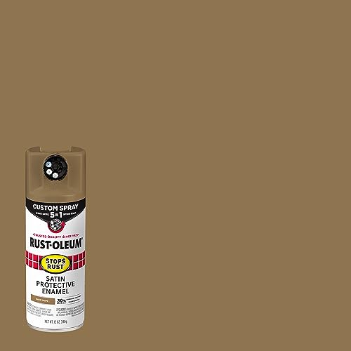Rust-Oleum Stops Rust Custom 5-in-1 Spray Paint, Satin Dark Taupe - color: Satin Dark Taupe, size: 12 Ounce (Pack of 1)