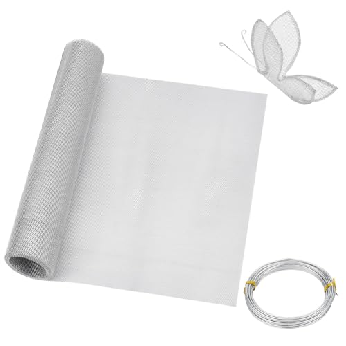 OLYCRAFT 11.8 Inch by 9.8 Ft Aluminum Sculpting Wire Mesh 3x4mm Hole Aluminum Wire Mesh Roll with 15 Gauge Stainless Screen for Arts and Craft Metal Garden Screen Window - size: 3x4mm Hole