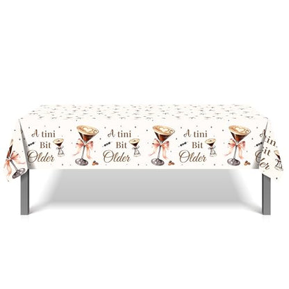 1Pc Martini Wine Glass Party Plastic Tablecloth 54 x 87 Inch Long Table Cover, Brown Martini Party Tablecover for Fruit Wine Theme Kids Baby Shower Birthday Dinner Picnic Kitchen Event - color: Brown Martini Wine Glass