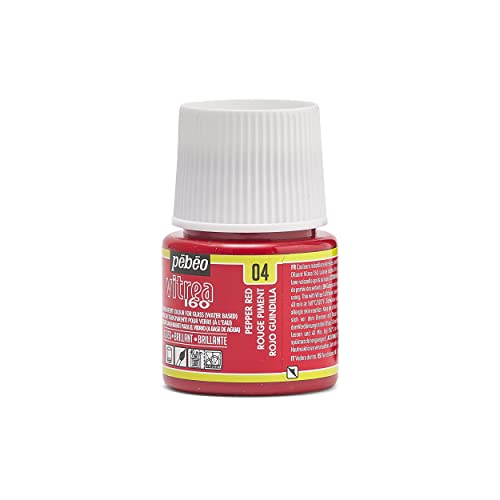 Pebeo Vitrea 160, Glossy Glass Paint, 45 ml Bottle - Pepper Red - color: Pepper Red