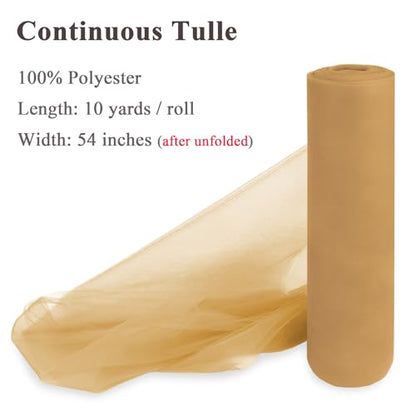 Honey Gold Tulle Fabric Roll 54 Inch x 10 Yards Tulle Ribbon - color: Honey Gold, size: 54 Inch X 10 Yards