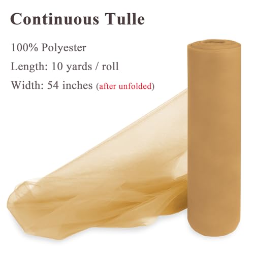 Honey Gold Tulle Fabric Roll 54 Inch x 10 Yards Tulle Ribbon - color: Honey Gold, size: 54 Inch X 10 Yards