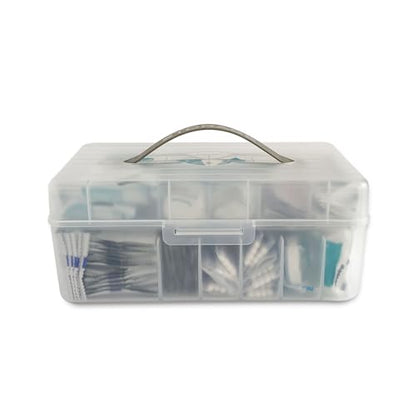 Large Bandage Organizer with Lid and Handle, 2-Tiers | Plastic First-Aid Supplies Storage Container, Medical Wraps Holder, For Home Medicine Cabinet, Bathroom, Office, School Use - size: 1 Pack