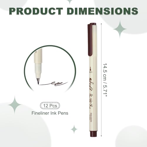 PATIKIL Fineliner Colored Pens, 12 Pcs Brown Felt Brush Tip Fineliner Marker Waterproof Ink Watercolor Coloring Book Art Supplies Set for Artist Journaling Scrapbooking - color: Brown