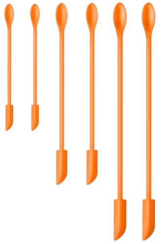 Silicone Spatula Set 6Pcs, Mini Jar Scraper for Makeup & Food | Mini spatulas reach every last drop in jars and bottles, reducing waste for food, cosmetics and personal care products. - color: Orange
