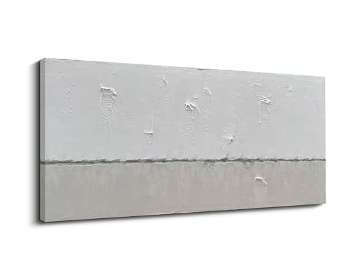 NANKAI Art Hand-painted Grey White Minimalist Oil Painting 30x60 inches - color: NKHB002