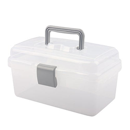 Multipurpose Plastic Storage Container Box with Handle and Latch Lock, Clear Gray - color: clear/gray