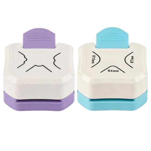 2PCS Paper Corner Rounder, Corner Punch 3 in 1 (R4/R7/R10mm) Corner Cutter for Card Making, Laminate, Cardstock, Scrapbooking and Paper Crafts, Business Cards - color: Blue+Purple