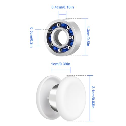 NiArt Fidget Spinner Bearings with Caps 24 Pack, Chrome Steel DIY Set - size: ONLY 24 WHITE Cap Bearings