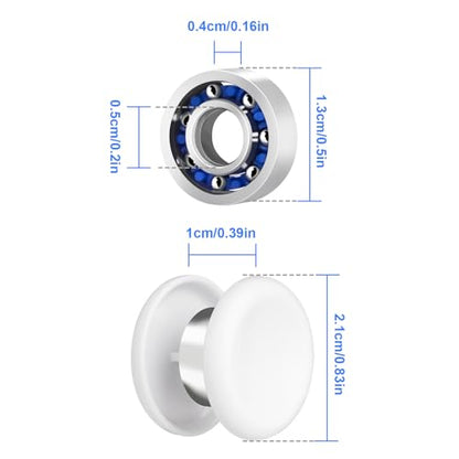 NiArt Fidget Spinner Bearings with Caps 24 Pack, Chrome Steel DIY Set - size: ONLY 24 WHITE Cap Bearings