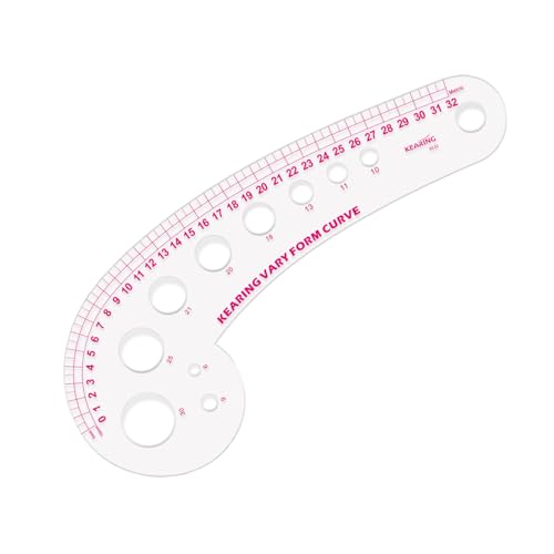 32cm Metric French Curve Ruler - Clear Plastic Sewing Pattern Tool | Transparent 32cm metric vary form curve with sandwich line scale. Smooth grading ruler for fashion design and sewing - style: 6132(32cm)