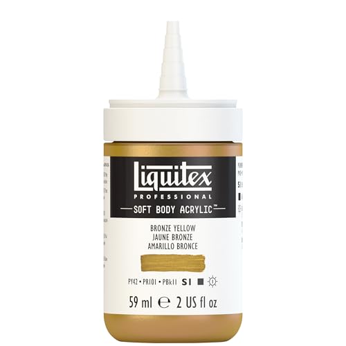 Liquitex Soft Body Acrylic Paint, 2-oz Bottle, Bronze Yellow | Low Viscosity, Highly Pigmented, Satin Finish, Retains Subtle Brush Strokes, Great Surface Coverage, Highly Versatile - color: Bronze Yellow, style: 2-oz Bottle